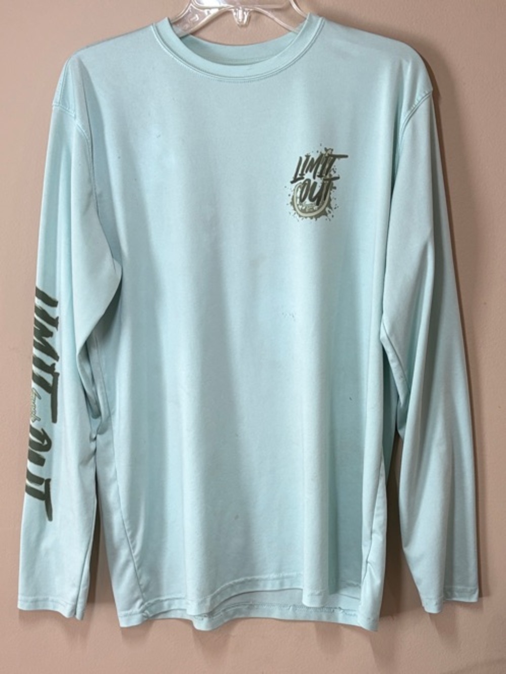 Light Mint Green Long Sleeve 'Limit Out' Performance Long Sleeved Tee, L